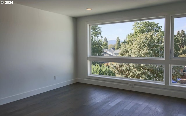 spare room with dark hardwood / wood-style flooring and plenty of natural light