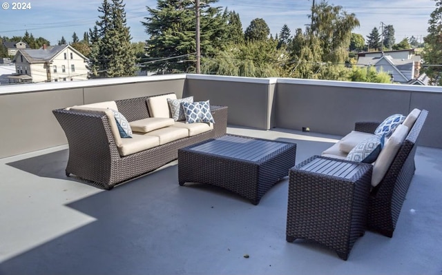 view of patio / terrace featuring a balcony and outdoor lounge area