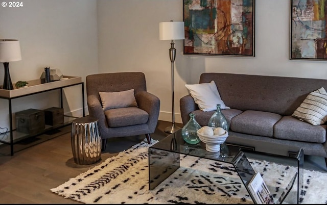 living room with hardwood / wood-style flooring