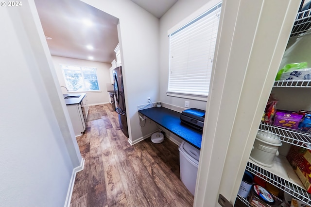 bathroom featuring hardwood / wood-style flooring and sink