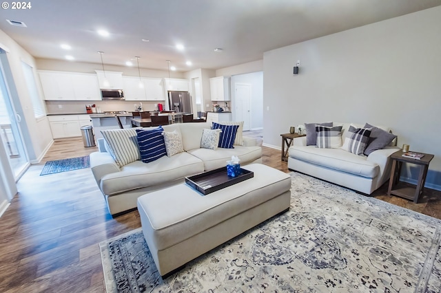 living room featuring light wood-type flooring