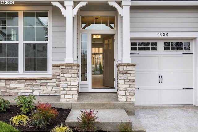 entrance to property with a garage