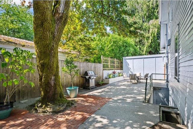 view of patio with area for grilling