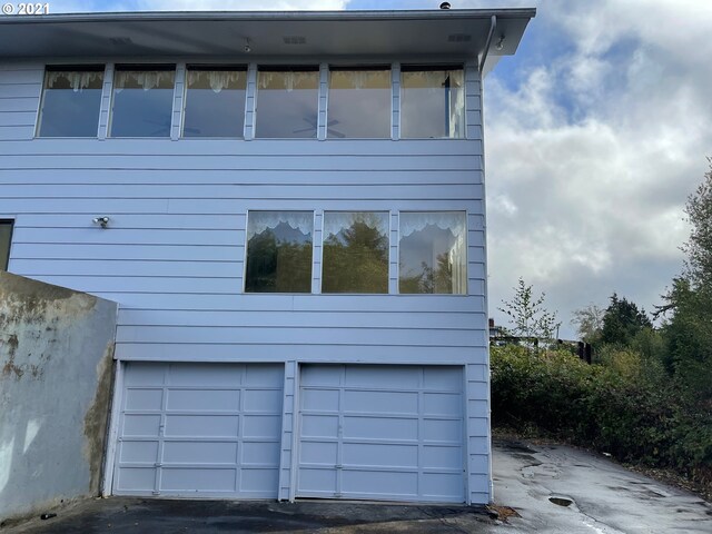 exterior space featuring a garage