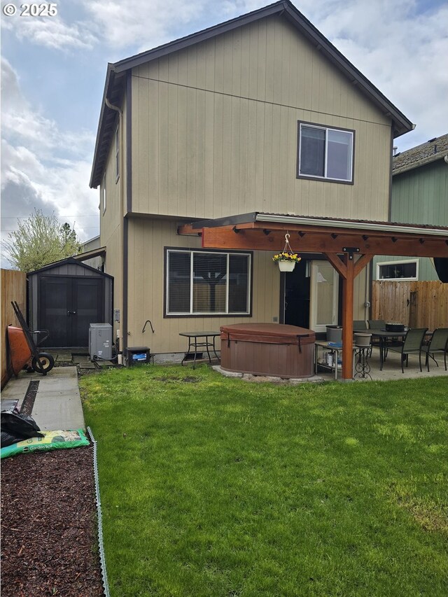 exterior space with a garage