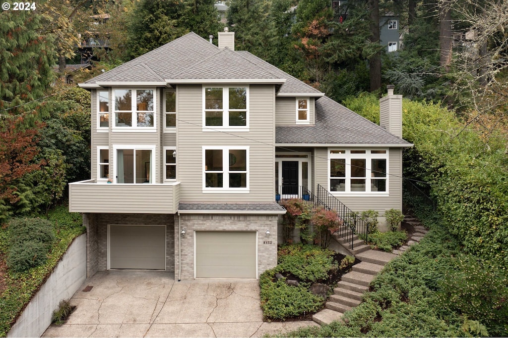 view of front of house with a garage