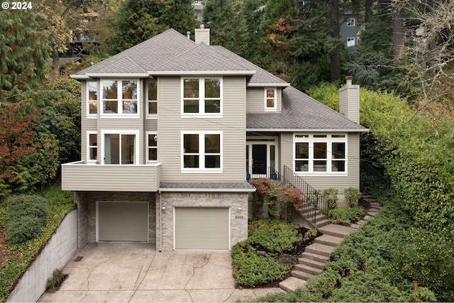 view of front of house with a garage