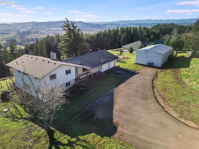 birds eye view of property featuring a mountain view