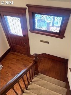 stairway with plenty of natural light