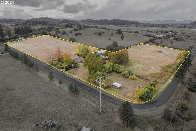 aerial view featuring a rural view