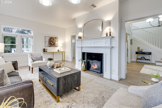 living room featuring light hardwood / wood-style flooring