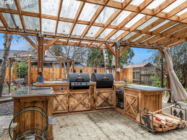 view of patio featuring sink, grilling area, and exterior kitchen