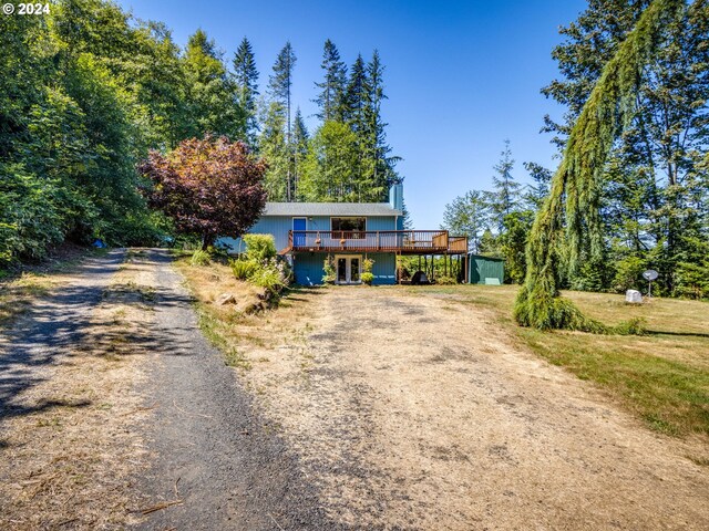 view of front of property with a deck