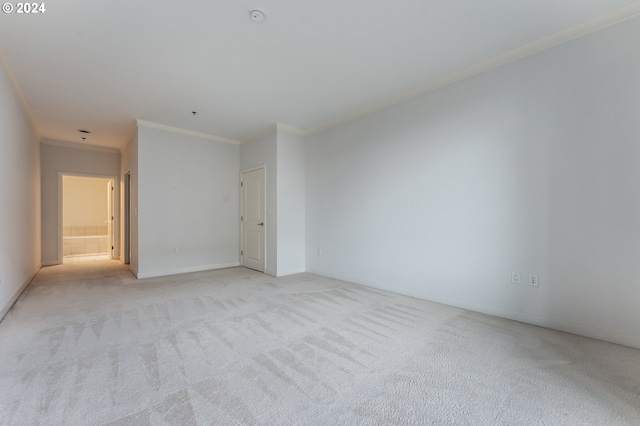 carpeted empty room featuring ornamental molding