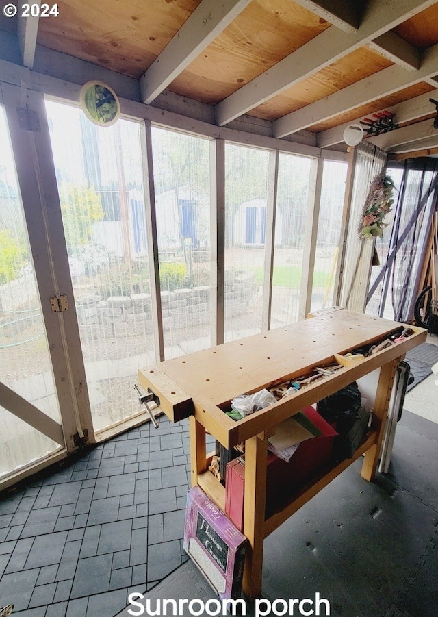 view of unfurnished sunroom