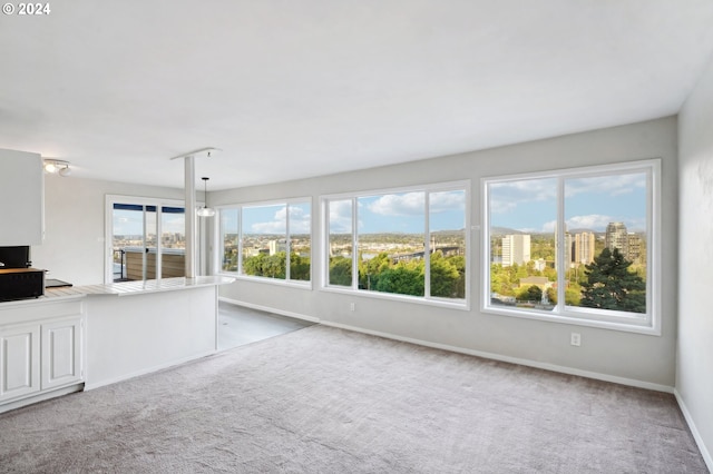 unfurnished living room featuring a healthy amount of sunlight and carpet flooring