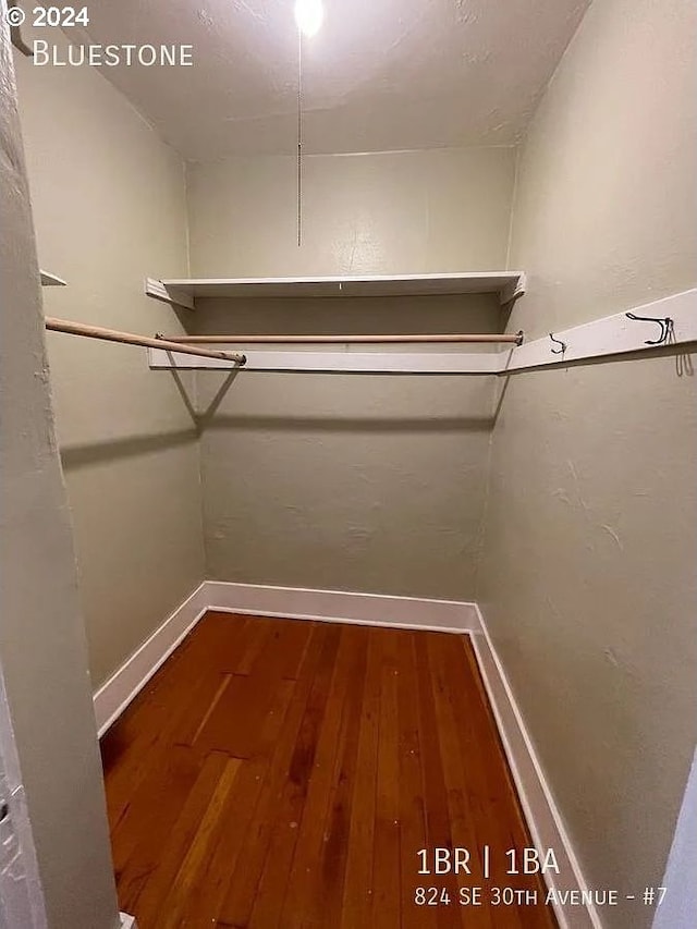 walk in closet featuring wood-type flooring