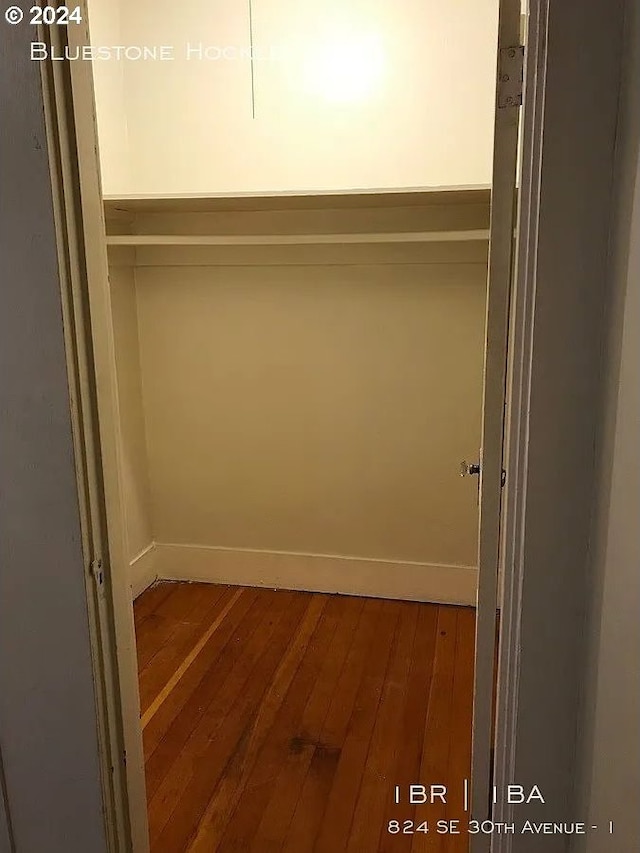 walk in closet featuring hardwood / wood-style flooring