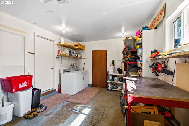 garage featuring washer and dryer