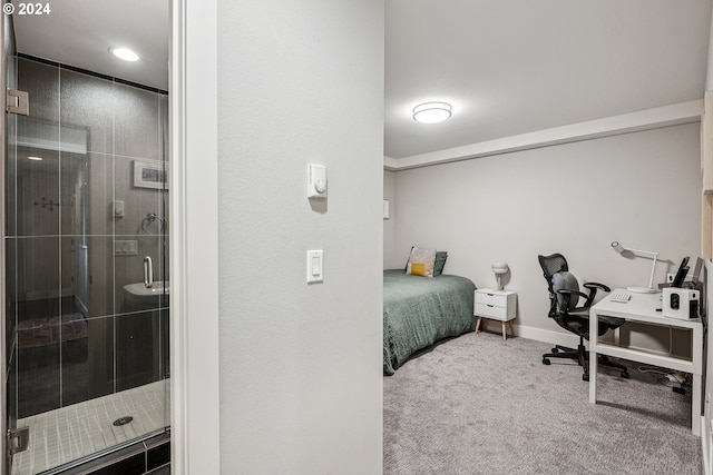 7926 SE 6th Ave Unit 4, Portland, OR 97202 - bedroom featuring carpet flooring, an office area, and baseboards