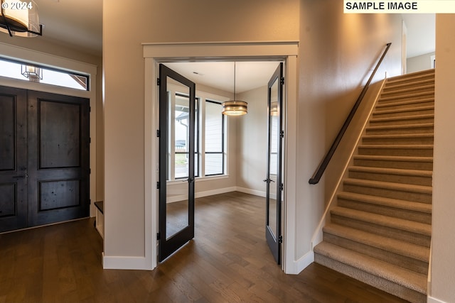 entrance foyer featuring dark hardwood / wood-style flooring