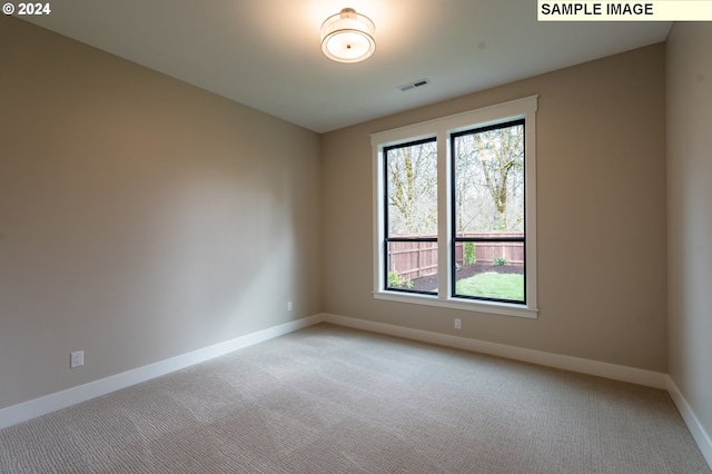 spare room with light carpet