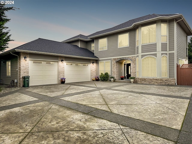 view of front facade with a garage