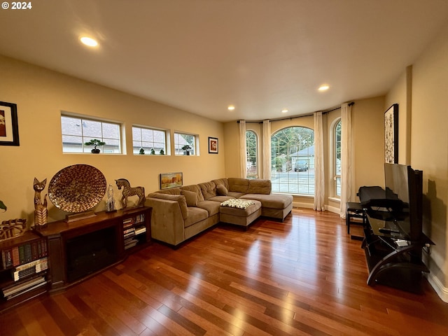 living room featuring hardwood / wood-style floors and plenty of natural light