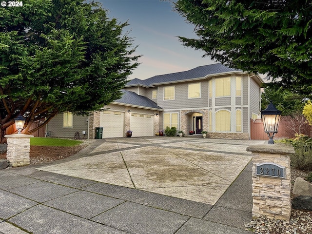 view of front facade with a garage