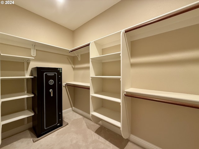 spacious closet with light colored carpet