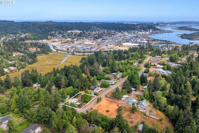 bird's eye view featuring a water view