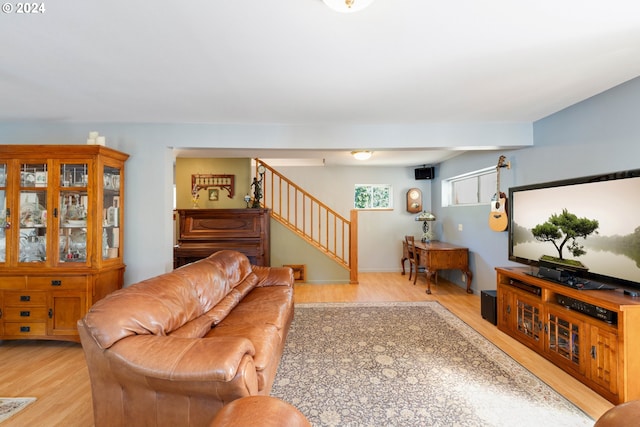 living room with light wood-type flooring