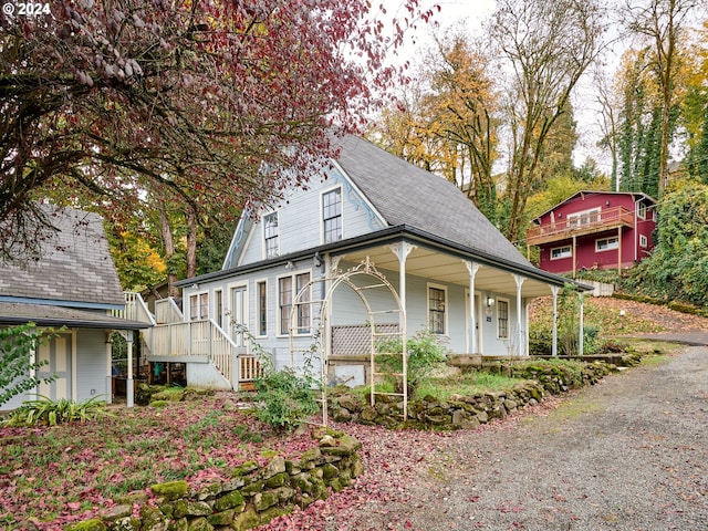 view of front of home featuring covered porch