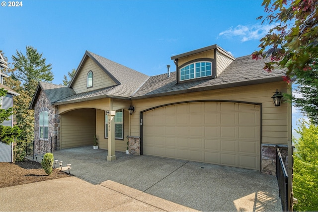 view of front of house with a garage