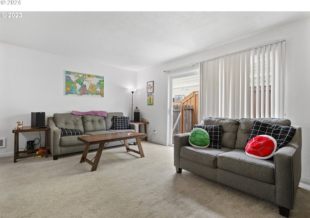 living room featuring a wealth of natural light and carpet