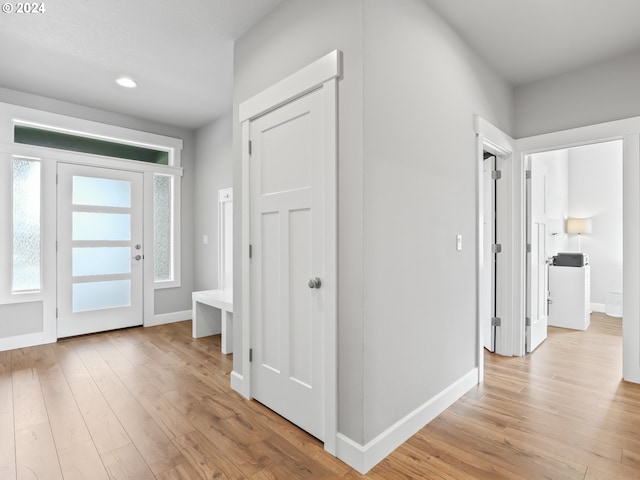 entrance foyer with light hardwood / wood-style floors