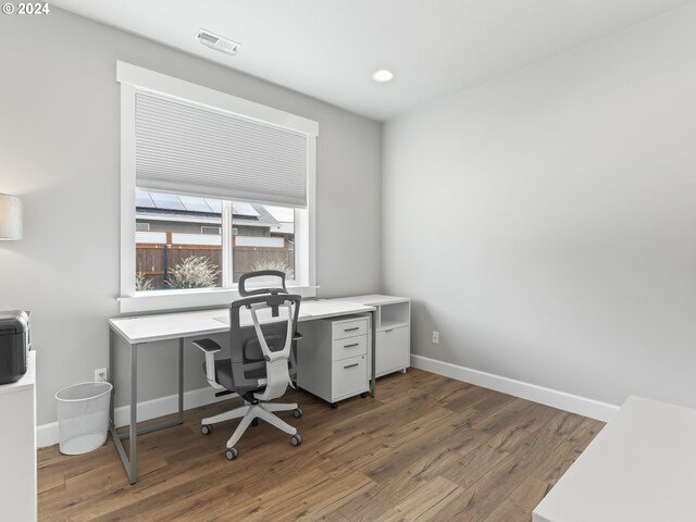 office area featuring dark hardwood / wood-style flooring