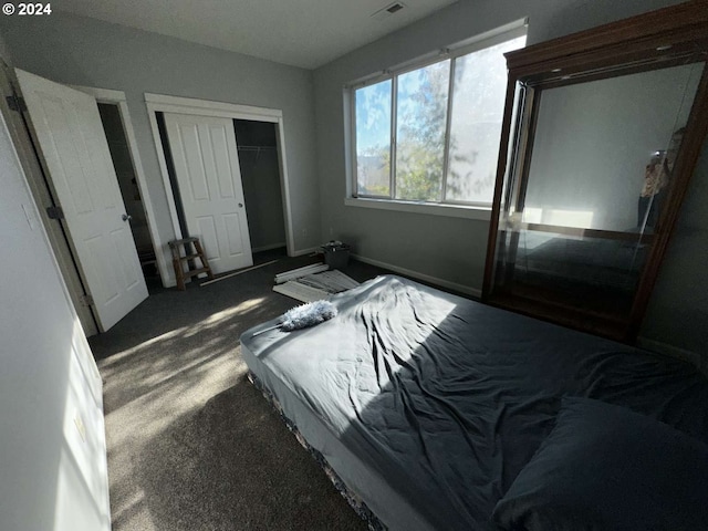 carpeted bedroom featuring a closet