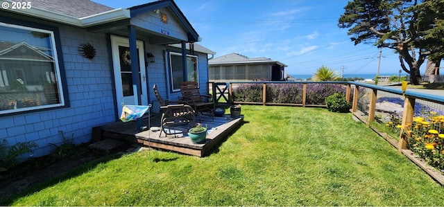 94142 4th St, Gold Beach, OR 97444 - view of yard featuring a wooden deck
