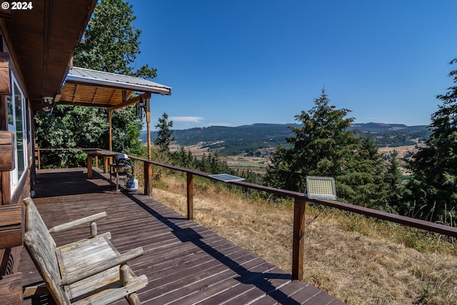 deck featuring a mountain view