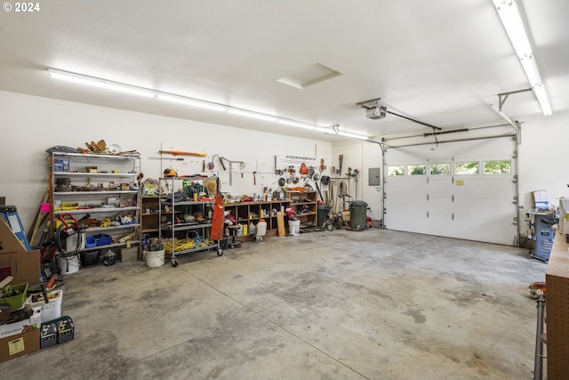 garage with a garage door opener