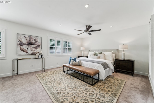 2585 Dellwood Dr, Lake Oswego, OR 97034 - carpeted bedroom with baseboards, recessed lighting, and a ceiling fan
