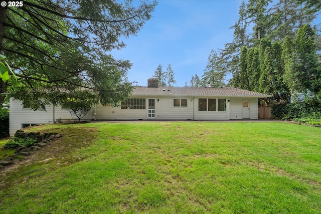 2585 Dellwood Dr, Lake Oswego, OR 97034 - rear view of house featuring a lawn and a chimney