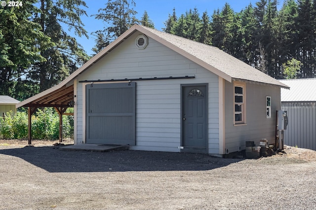 view of garage