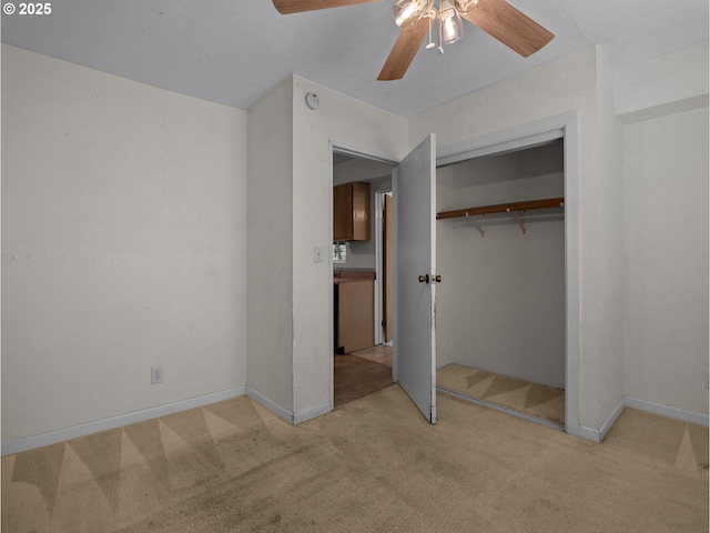 430 SE Elliott Ave, Gresham, OR 97080 - unfurnished bedroom featuring baseboards, light carpet, ceiling fan, and a closet