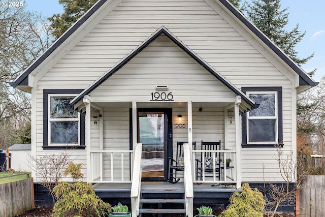 bungalow-style house featuring a porch