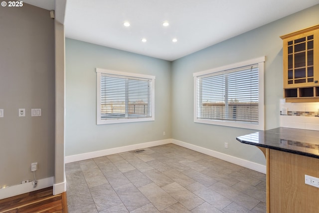 view of unfurnished dining area