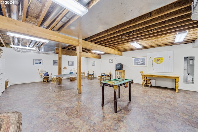 basement featuring pool table