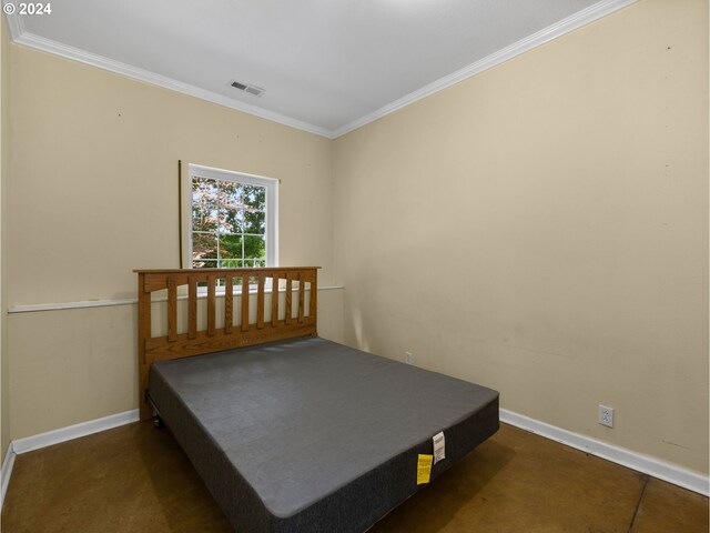 bedroom featuring crown molding