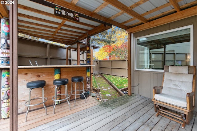 deck featuring an outdoor bar